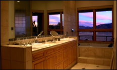 photo of master bathroom and sunset